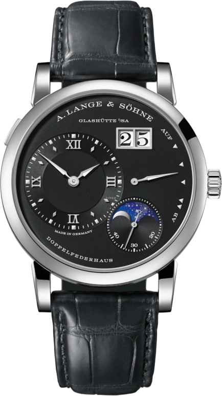 A. Lange & Söhne,Lange 1 38.50mm,38.50mm,White Gold,Black,Handwound,Moonphase,Power Reserve Indicator,Big Date,192,192.029