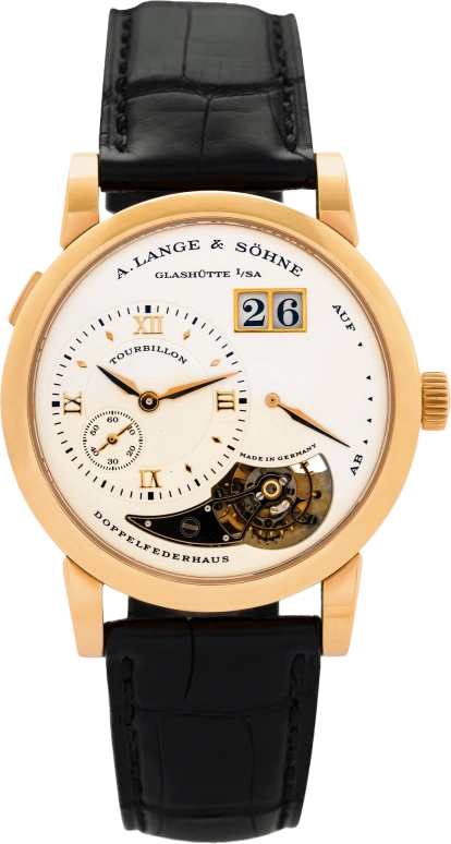 A. Lange & Söhne,Lange 1 38.50mm,38.50mm,Rose Gold,Silver,Handwound,Power Reserve Indicator,Tourbillon,Big Date,704,704.032