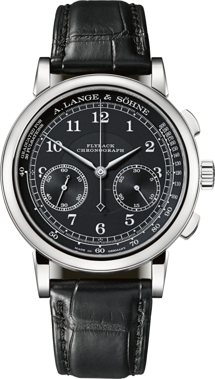 A. Lange & Söhne,1815 39.50mm,39.50mm,White Gold,Black,Handwound,Chronograph,Power Reserve Indicator,Flyback,Column Wheel,60hours,In-house Caliber,414,414.028