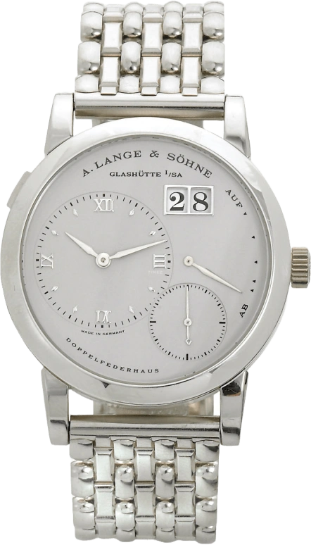 A. Lange & Söhne,Lange 1 38.50mm,38.50mm,Platinum,Silver,Handwound,Power Reserve Indicator,Big Date,151,151.025