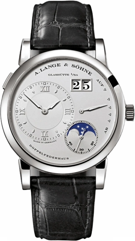 A. Lange & Söhne,Lange 1 38.50mm,38.50mm,Platinum,Silver,Handwound,Moonphase,Power Reserve Indicator,Big Date,109,109.025