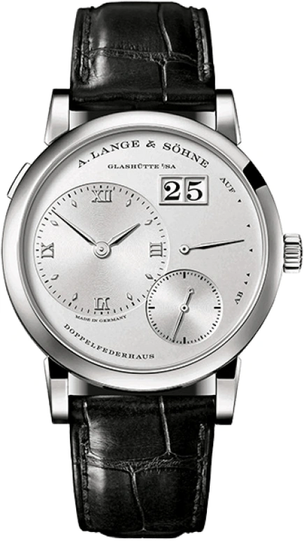 A. Lange & Söhne,Lange 1 38.50mm,38.50mm,Platinum,Silver,Handwound,Power Reserve Indicator,Big Date,191,191.025