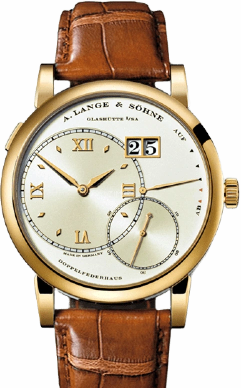 A. Lange & Söhne,Lange 1 41.90mm,41.90mm,Yellow Gold,Champagne,Handwound,Power Reserve Indicator,Big Date,115,115.022