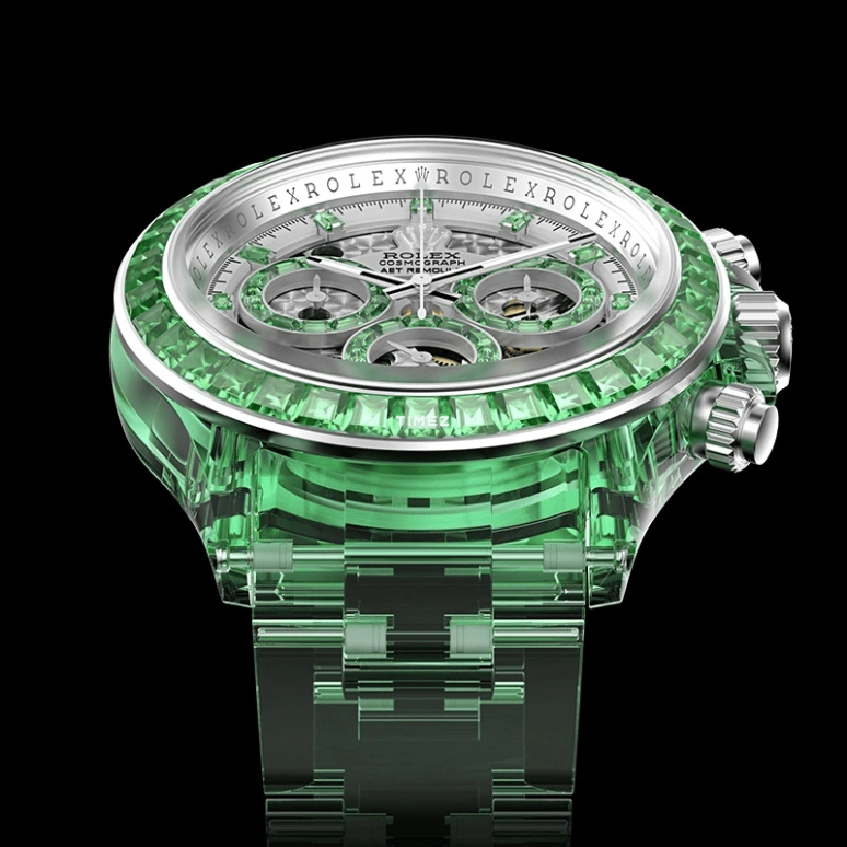 Aet Remould,Other 40mm,40mm,Sapphire,Silver,Green,Automatic,Chronograph,Round,VERDANT MARVEL