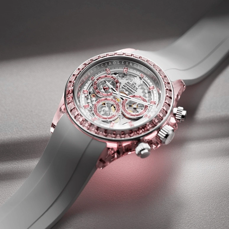 Aet Remould,Other 40mm,40mm,Sapphire,Silver,Pink,Automatic,Chronograph,Round,ROSE FANTASY