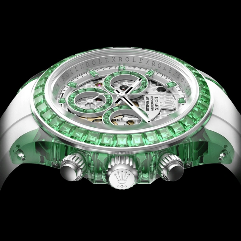 Aet Remould,Other 40mm,40mm,Sapphire,Silver,Green,Automatic,Chronograph,Round,VERDANT MARVEL