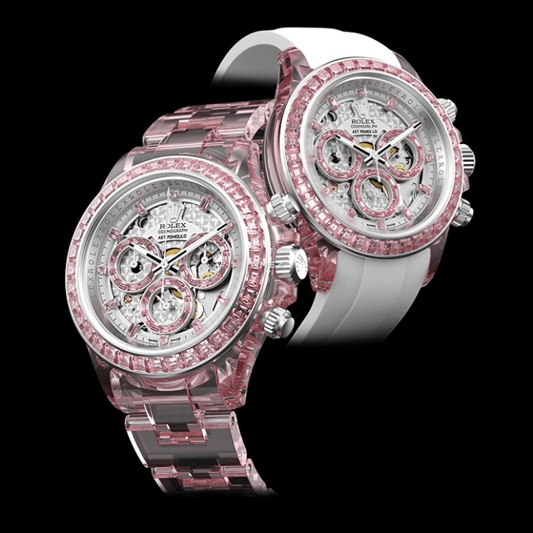 Aet Remould,Other 40mm,40mm,Sapphire,Silver,Pink,Automatic,Chronograph,Round,ROSE FANTASY