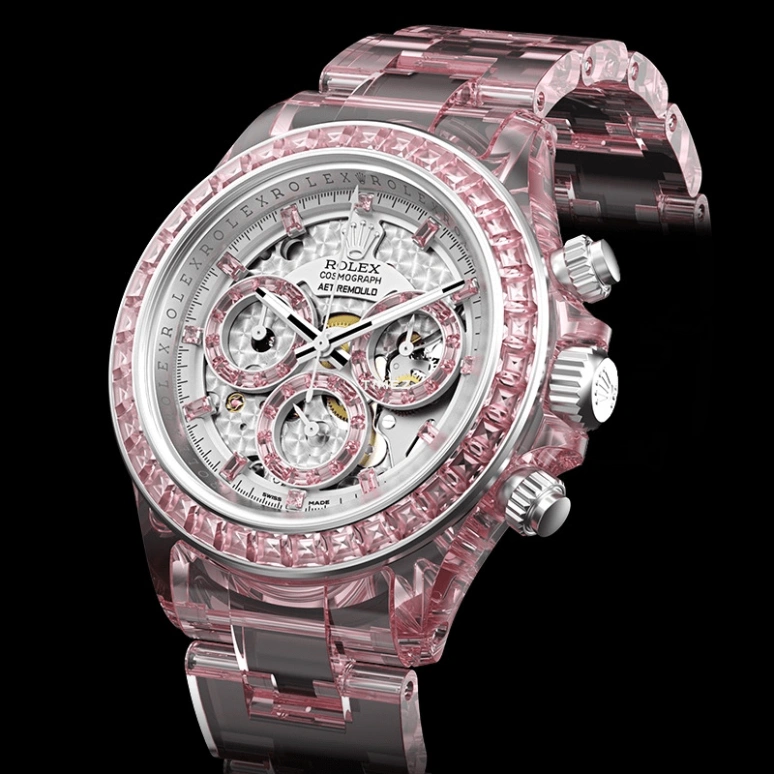 Aet Remould,Other 40mm,40mm,Sapphire,Silver,Pink,Automatic,Chronograph,Round,ROSE FANTASY