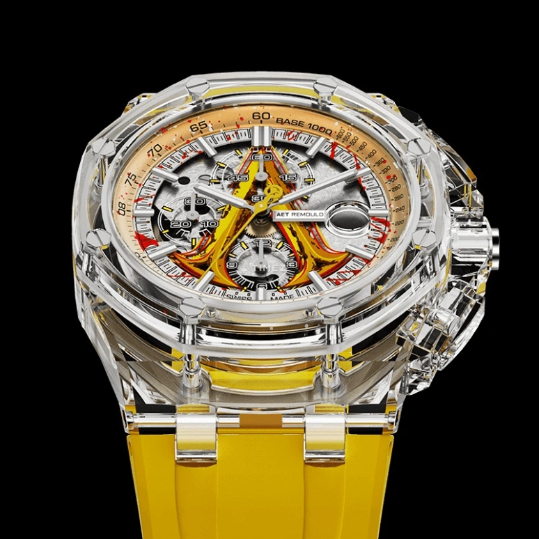 Aet Remould,Other 44mm,44mm,Sapphire,Yellow,Silver,Automatic,Chronograph,Day,LAMBDA