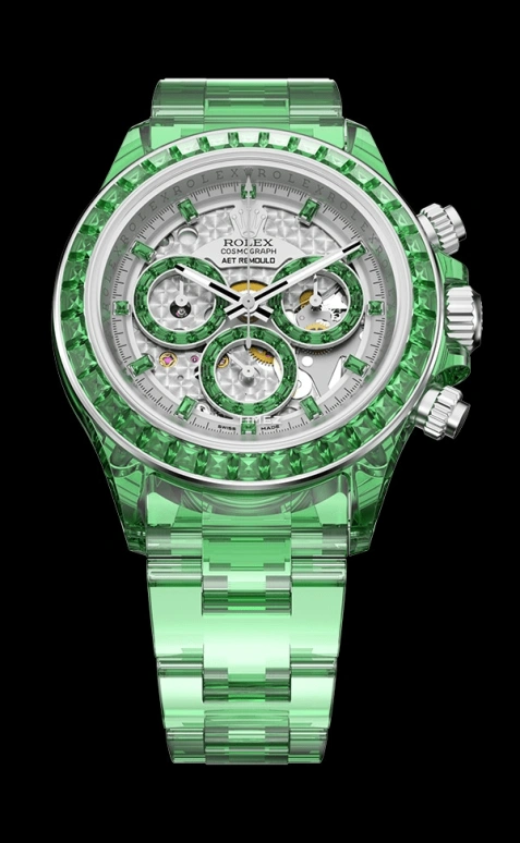 Aet Remould,Other 40mm,40mm,Sapphire,Silver,Green,Automatic,Chronograph,Round,VERDANT MARVEL