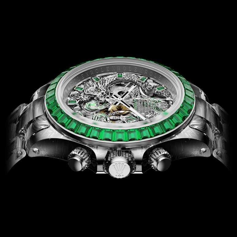 Aet Remould,Other 40x47.50mm,40x47.50mm,Sapphire,Silver,Green,Automatic,Chronograph,Round,LOONG