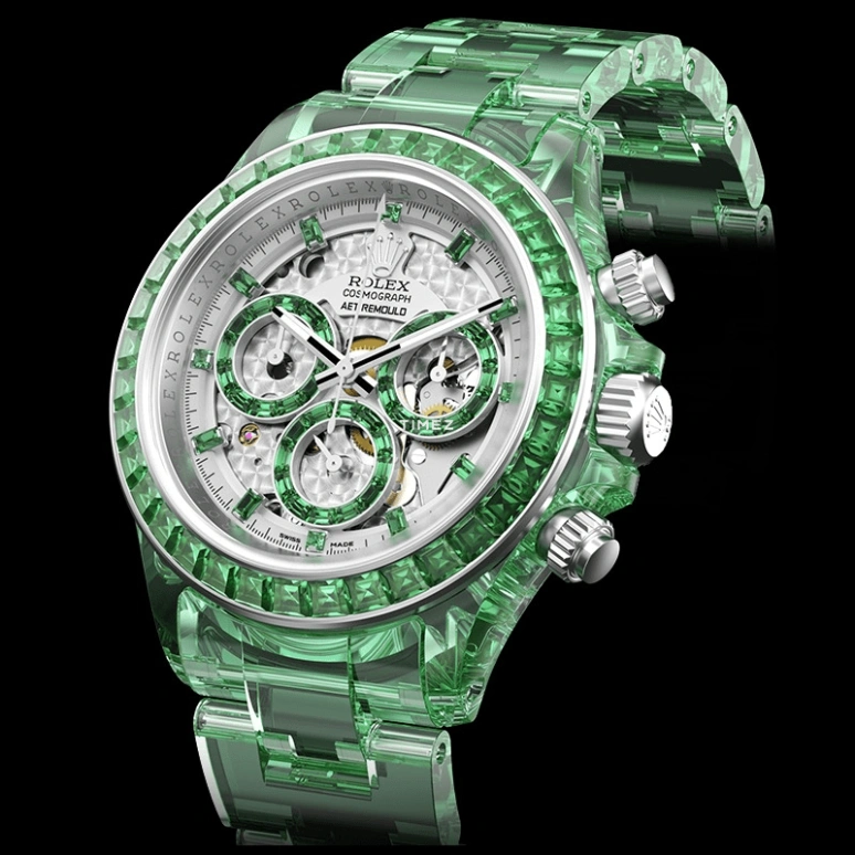 Aet Remould,Other 40mm,40mm,Sapphire,Silver,Green,Automatic,Chronograph,Round,VERDANT MARVEL