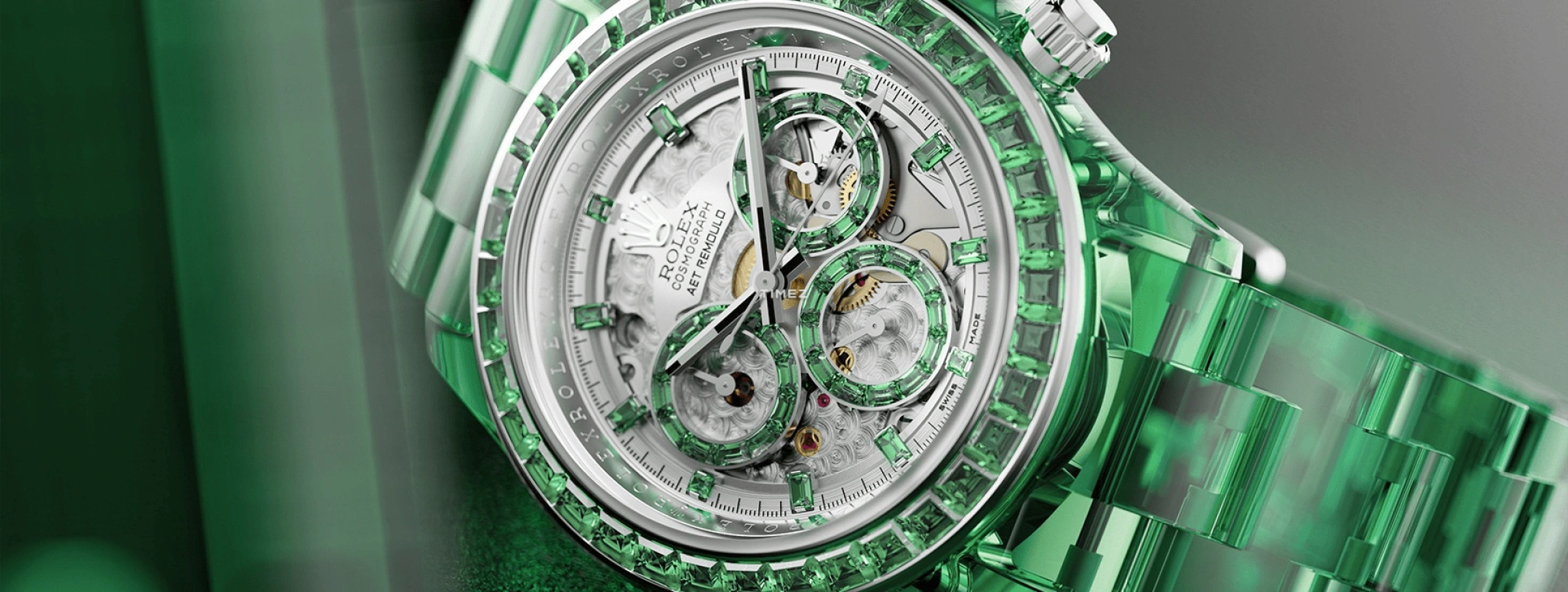 Aet Remould,Other 40mm,40mm,Sapphire,Silver,Green,Automatic,Chronograph,Round,VERDANT MARVEL