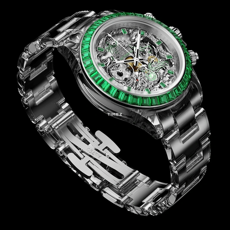 Aet Remould,Other 40x47.50mm,40x47.50mm,Sapphire,Silver,Green,Automatic,Chronograph,Round,LOONG