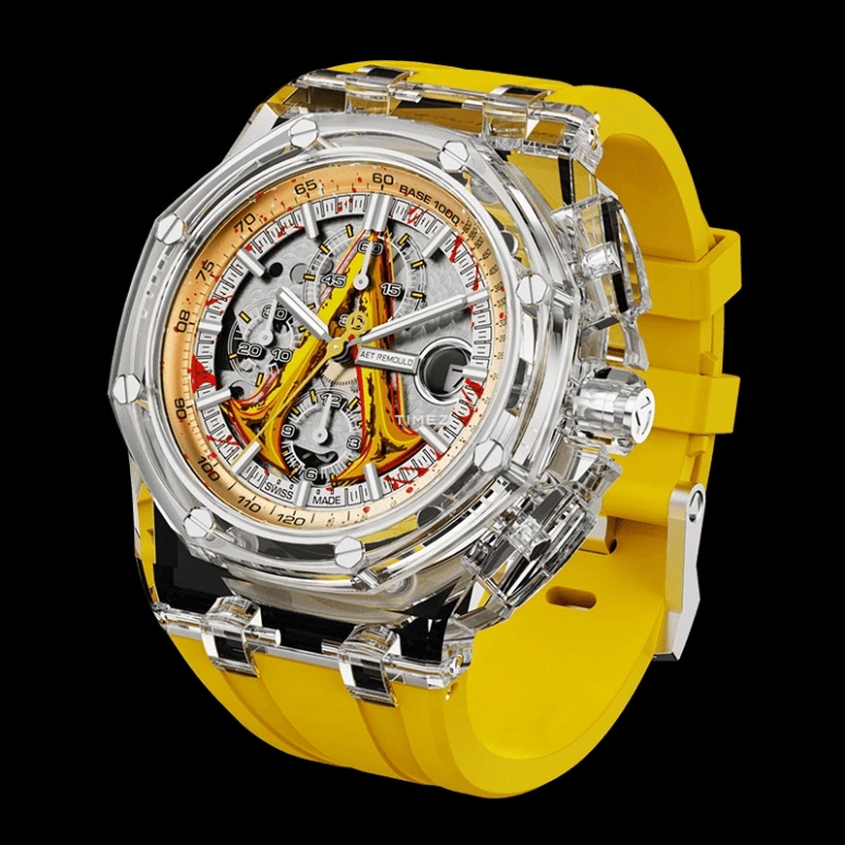 Aet Remould,Other 44mm,44mm,Sapphire,Yellow,Silver,Automatic,Chronograph,Day,LAMBDA