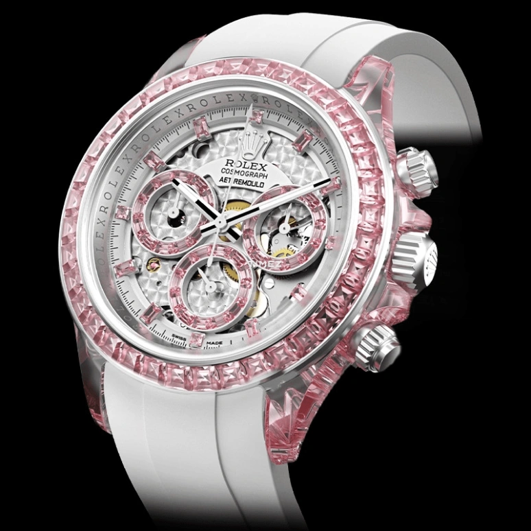 Aet Remould,Other 40mm,40mm,Sapphire,Silver,Pink,Automatic,Chronograph,Round,ROSE FANTASY