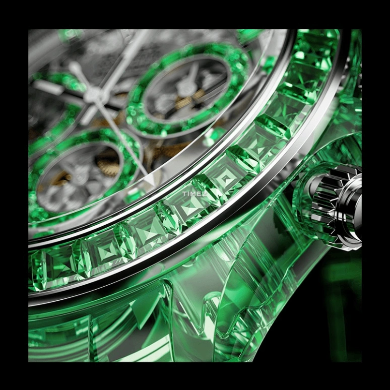 Aet Remould,Other 40mm,40mm,Sapphire,Silver,Green,Automatic,Chronograph,Round,VERDANT MARVEL