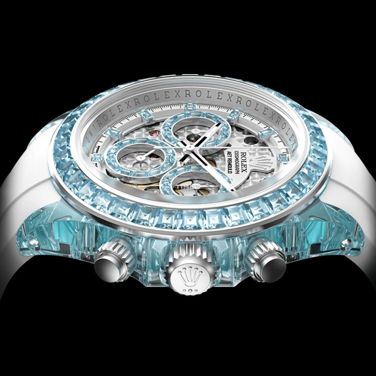 Aet Remould,其它 40毫米,40毫米,蓝宝石,白色,自动上弦,圆形,银色,AZURE ELEGANCE