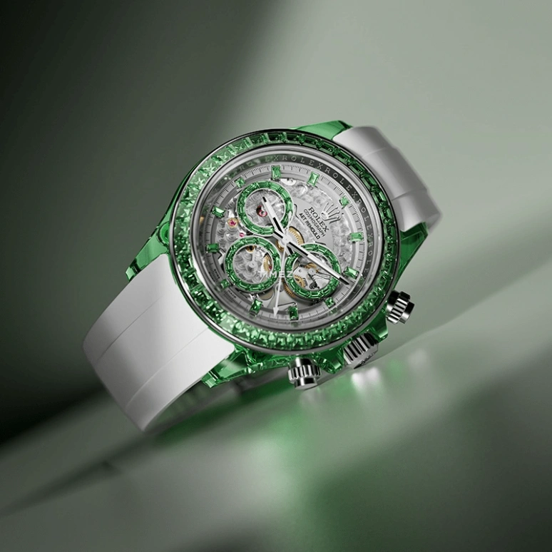 Aet Remould,Other 40mm,40mm,Sapphire,Silver,Green,Automatic,Chronograph,Round,VERDANT MARVEL