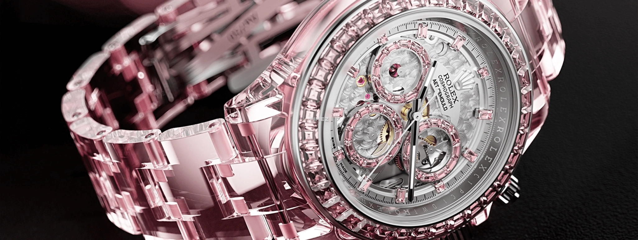 Aet Remould,Other 40mm,40mm,Sapphire,Silver,Pink,Automatic,Chronograph,Round,ROSE FANTASY