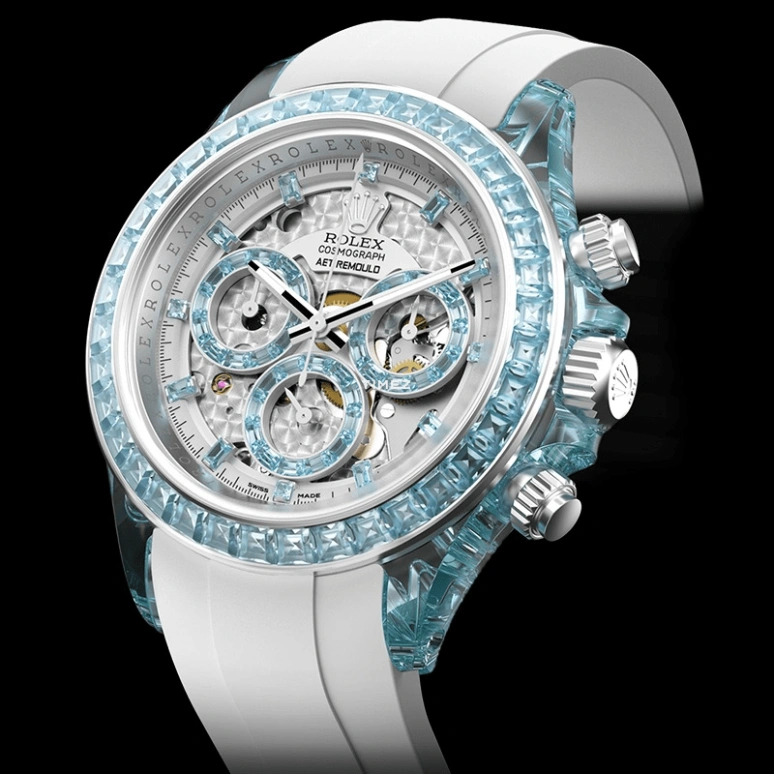 Aet Remould,其它 40毫米,40毫米,蓝宝石,白色,自动上弦,圆形,银色,AZURE ELEGANCE