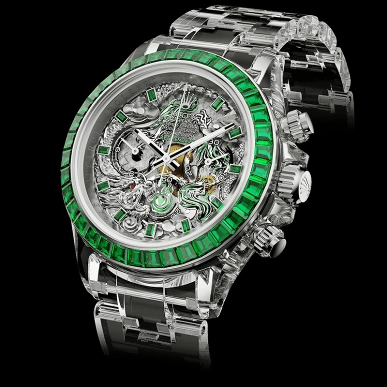 Aet Remould,Other 40x47.50mm,40x47.50mm,Sapphire,Silver,Green,Automatic,Chronograph,Round,LOONG