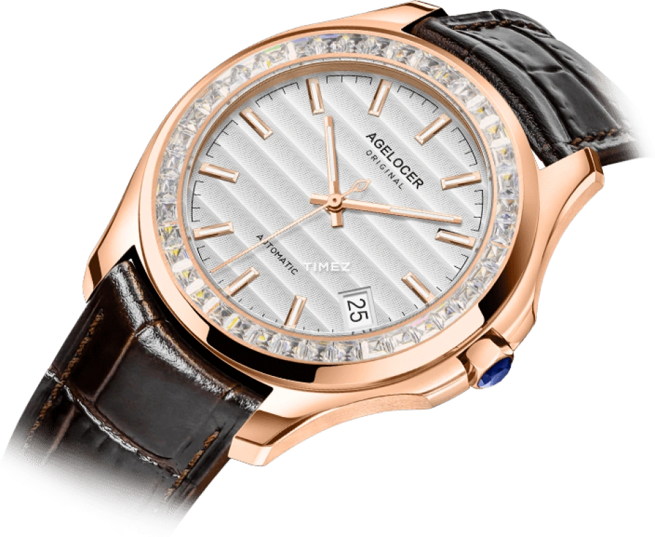 Agelocer,Baikal 40mm,40mm,Stainless Steel,Crystal,White,Automatic,Day,Sapphire,Crystal Glass,6301F2
