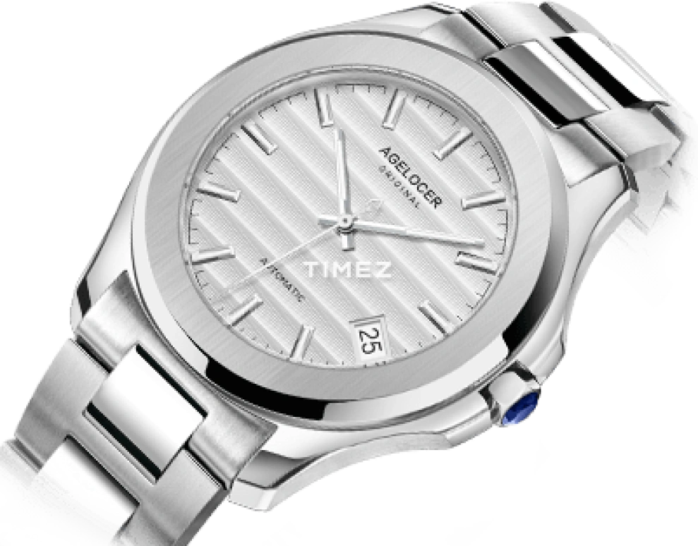 Agelocer,Baikal 40mm,40mm,Stainless Steel,White,Automatic,Day,Sapphire,Crystal Glass,6301A9