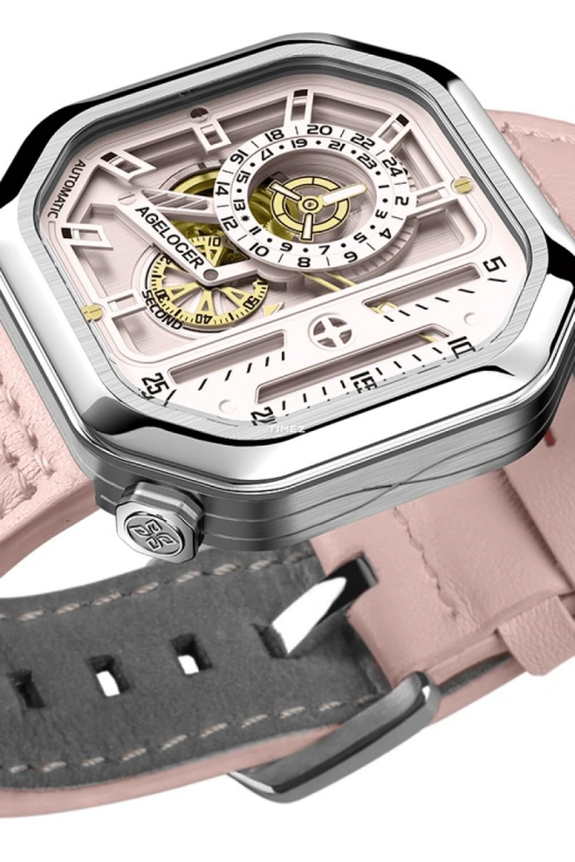 Agelocer,BigBang 44mm,44mm,Stainless Steel,Pink,Automatic,Sapphire,Crystal Glass,Square,5808A8