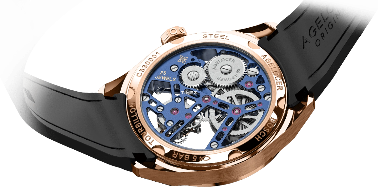 Agelocer,Tourbillon 42mm,42mm,Stainless Steel,Stainless Steel,Skeleton,Handwound,Tourbillon,Sapphire,Crystal Glass,9104D6