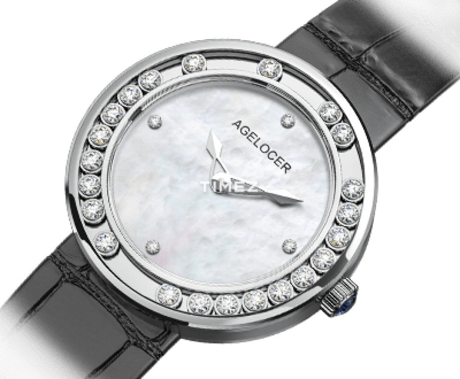 Agelocer,Baikal 36mm,36mm,Stainless Steel,Crystal,White,Quartz,Sapphire,Crystal Glass,Round,6601A1