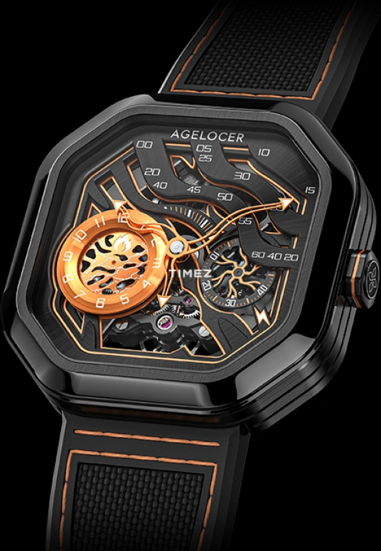 Agelocer,Volcano 44.50x44.50mm,44.50x44.50mm,Stainless Steel,Stainless Steel,Skeleton,Automatic,Chronograph,Sapphire,Crystal Glass,5003J3