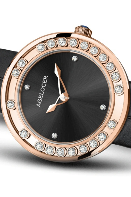 Agelocer,Baikal 36mm,36mm,Stainless Steel,Crystal,Black,Quartz,Sapphire,Crystal Glass,Round,6602D1