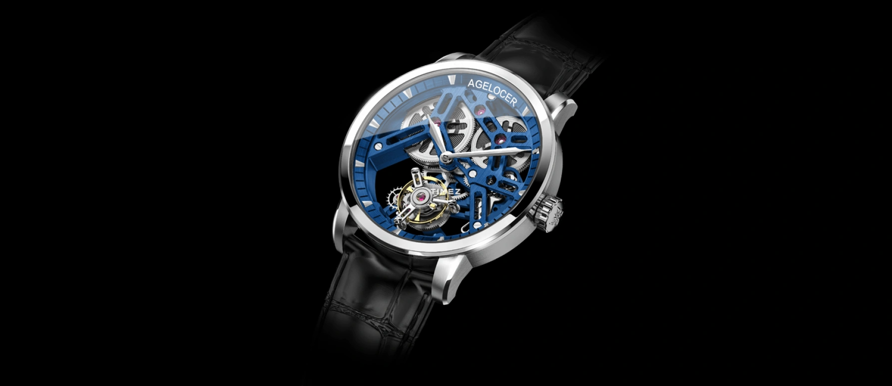 Agelocer,Tourbillon 40mm,40mm,Stainless Steel,Skeleton,Handwound,Tourbillon,Sapphire,Crystal Glass,9004A1