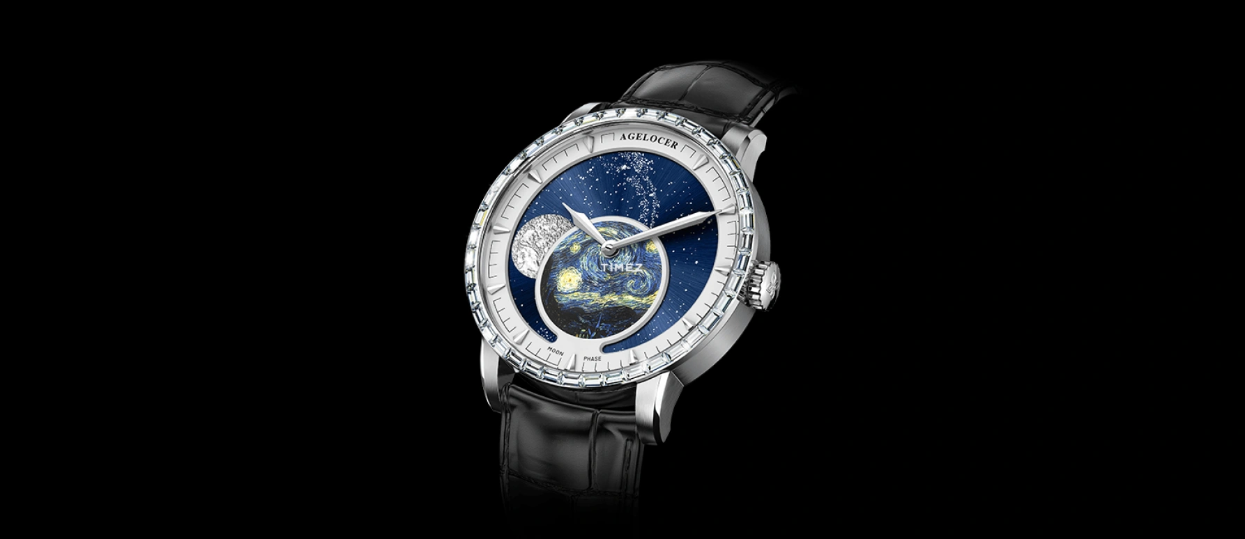 Agelocer,Astronomer 40mm,40mm,Stainless Steel,Crystal,Blue,Automatic,Moonphase,Sapphire,Crystal Glass,6401E1