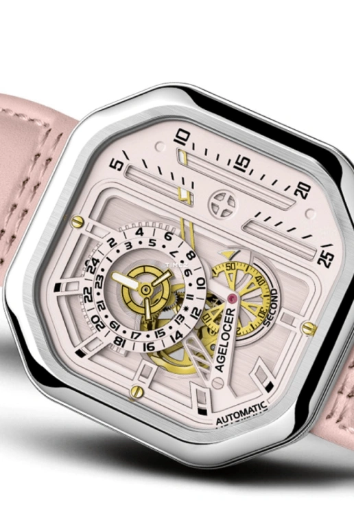 Agelocer,BigBang 44mm,44mm,Stainless Steel,Pink,Automatic,Sapphire,Crystal Glass,Square,5808A8