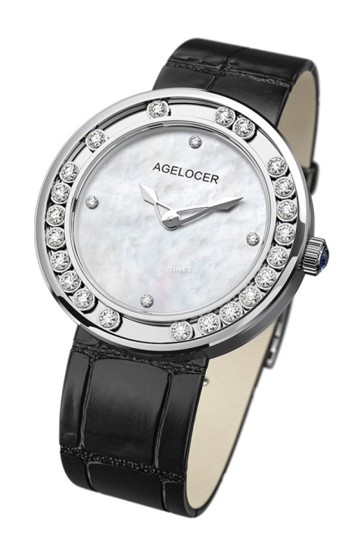 Agelocer,Baikal 36mm,36mm,Stainless Steel,Crystal,White,Quartz,Sapphire,Crystal Glass,Round,6601A1