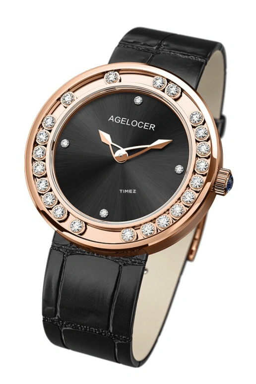 Agelocer,Baikal 36mm,36mm,Stainless Steel,Crystal,Black,Quartz,Sapphire,Crystal Glass,Round,6602D1