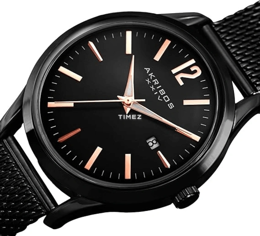 Akribos XXIV,Men’s Watches 41mm,41mm,Composite,Black,Quartz,Day,Hardlex,AK920BK