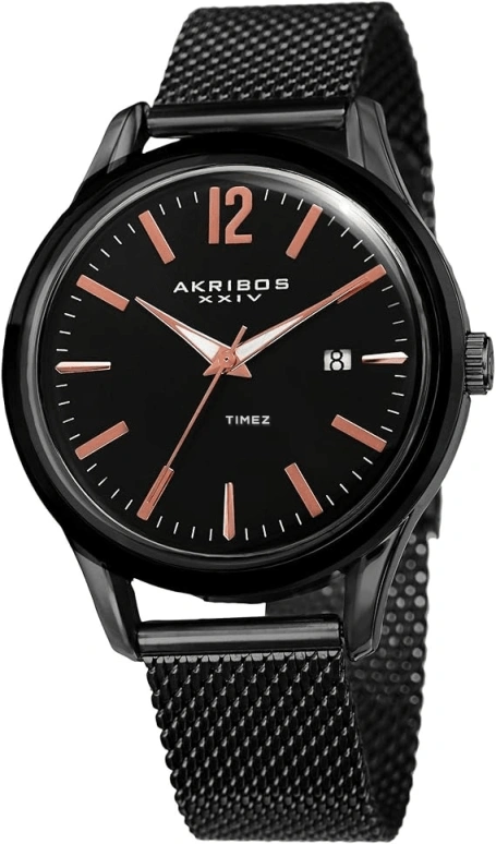 Akribos XXIV,Men’s Watches 41mm,41mm,Composite,Black,Quartz,Day,Hardlex,AK920BK