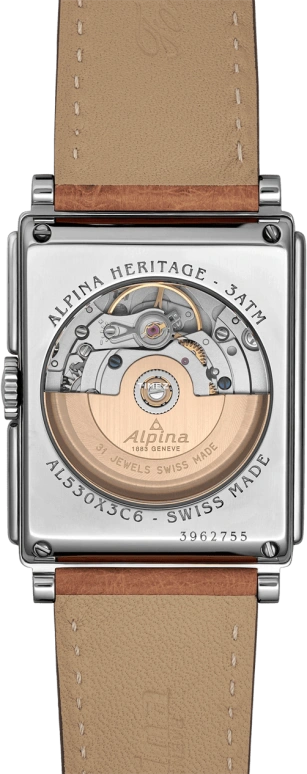 Alpina,HERITAGE 32.50x39mm,32.50x39mm,Stainless Steel,Silver,Automatic,Sapphire,Rectangular,AL,AL-530SAC3C6