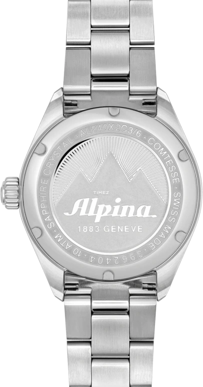 Alpina,ALPINER 34mm,34mm,Stainless Steel,Black,Quartz,Day,Sapphire,Crystal Glass,AL,AL-240LBR2C6B