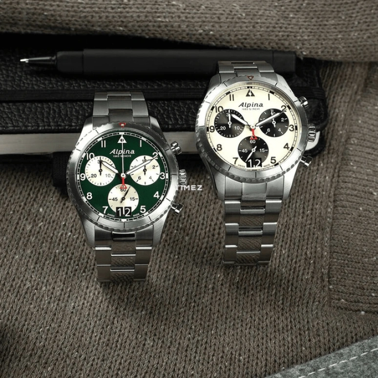 Alpina,STARTIMER 41mm,41mm,Stainless Steel,Green,Quartz,Chronograph,Big Date,AL,AL-372GRS4S26B