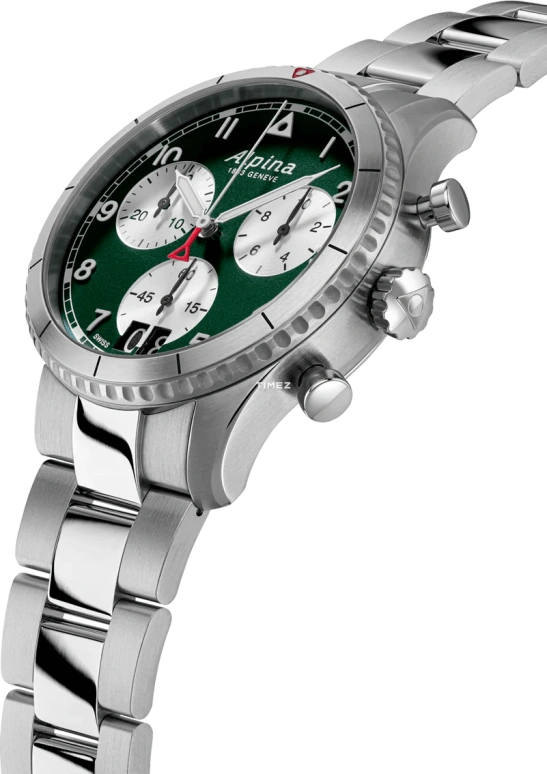 Alpina,STARTIMER 41mm,41mm,Stainless Steel,Green,Quartz,Chronograph,Big Date,AL,AL-372GRS4S26B