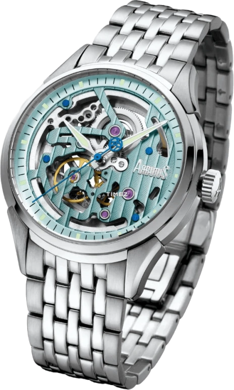 Arbutus,Muralist 44mm,44mm,Stainless Steel,Blue,Automatic,36hours,Sapphire,Crystal Glass,AR1801STS