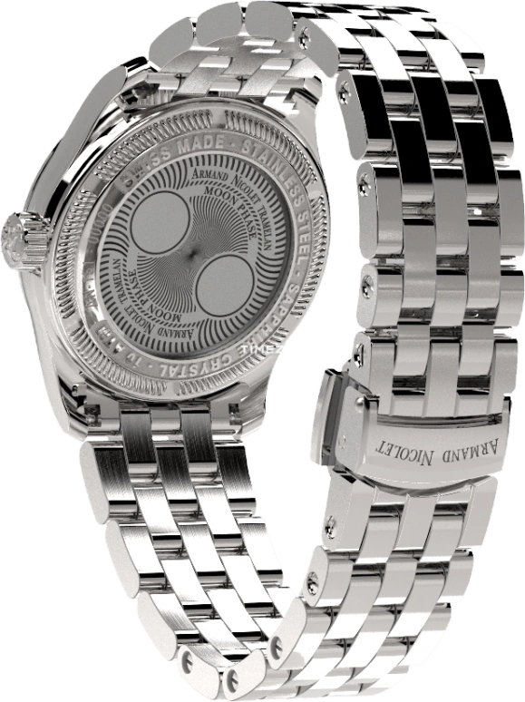 Armand Nicolet,M03 34mm,34mm,Stainless Steel,Silver,Quartz,Moonphase,Sapphire,Crystal Glass,A151SAA,A151SAA-AG-MA15