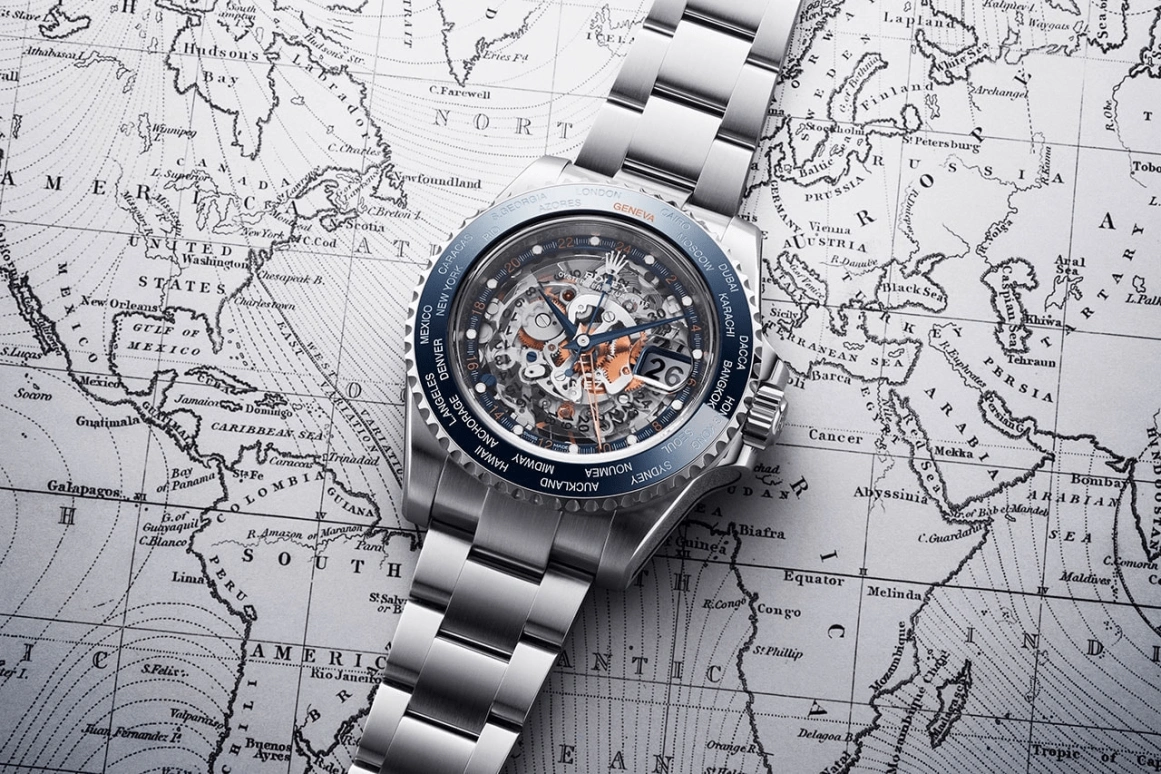 Artisans De Genève,Other ,Stainless Steel,Silver,Skeleton,Automatic,Day,Dule Time,World Time,World Traveler