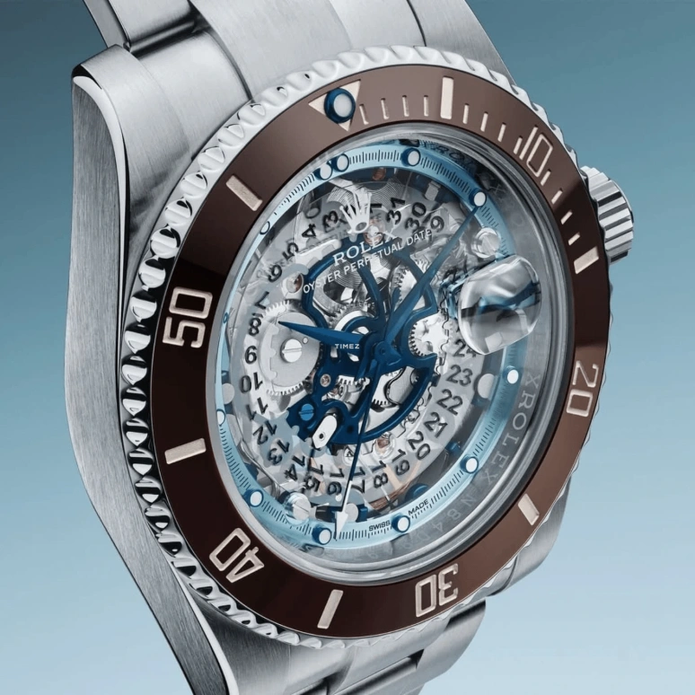 Artisans De Genève,Other ,Stainless Steel,Silver,Skeleton,Automatic,Day,48hours,Brown Ice