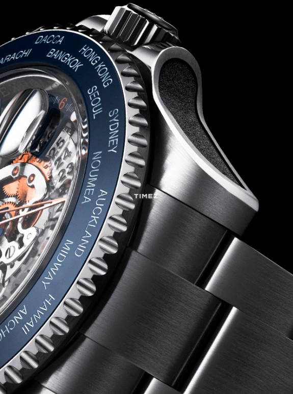 Artisans De Genève,Other ,Stainless Steel,Silver,Skeleton,Automatic,Day,Dule Time,World Time,World Traveler