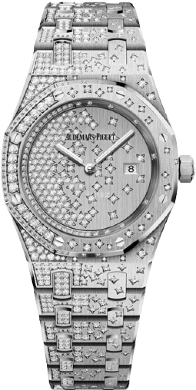 Audemars Piguet,Royal Oak 33mm,33mm,White Gold,Silver,Quartz,Day,In-house Caliber,67654BC,67654BC.ZZ.1264BC.01